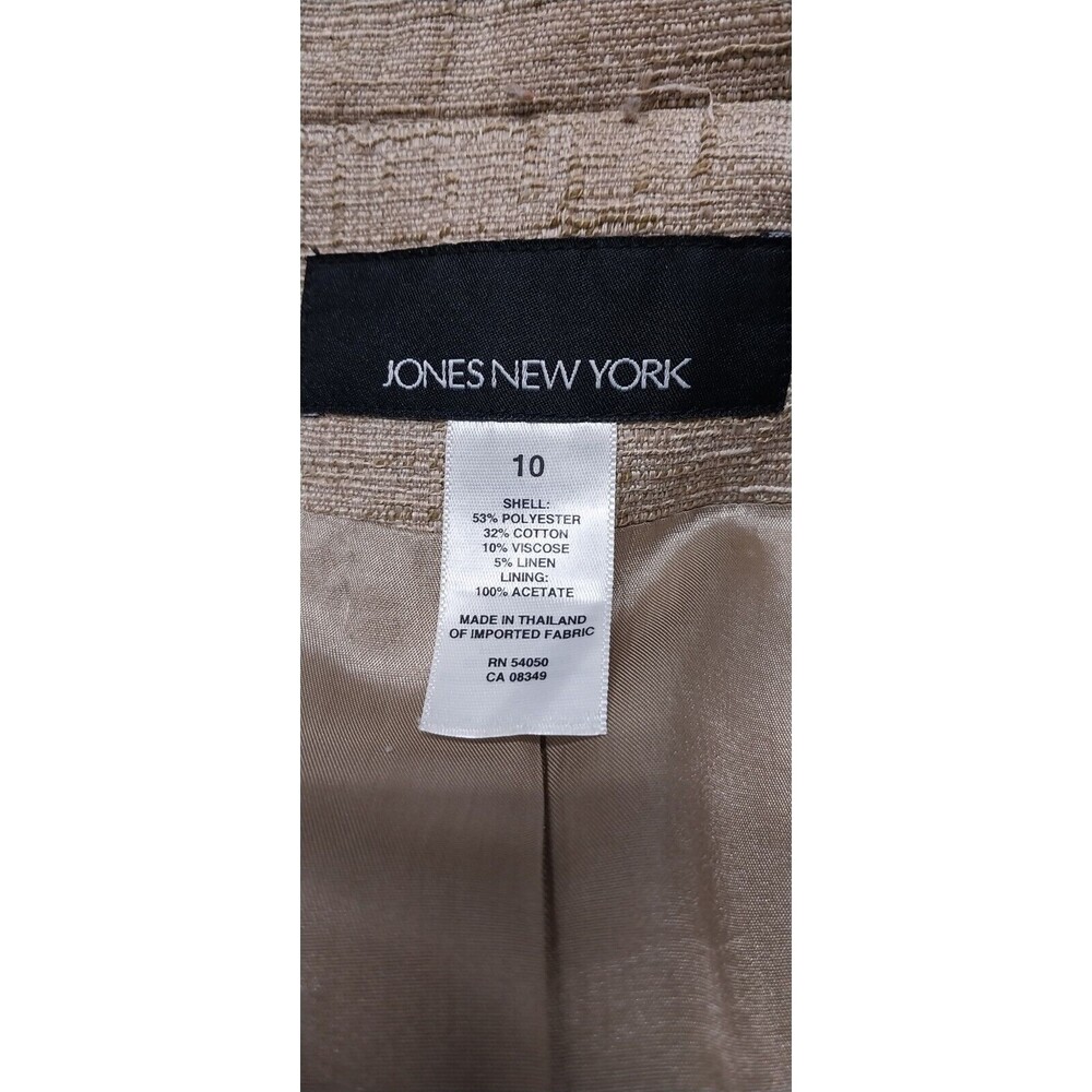 Jones New York Tan Brown Womens Blazer Size 10 Linen Blend Jacket Length 25" GUC - Picture 4 of 12